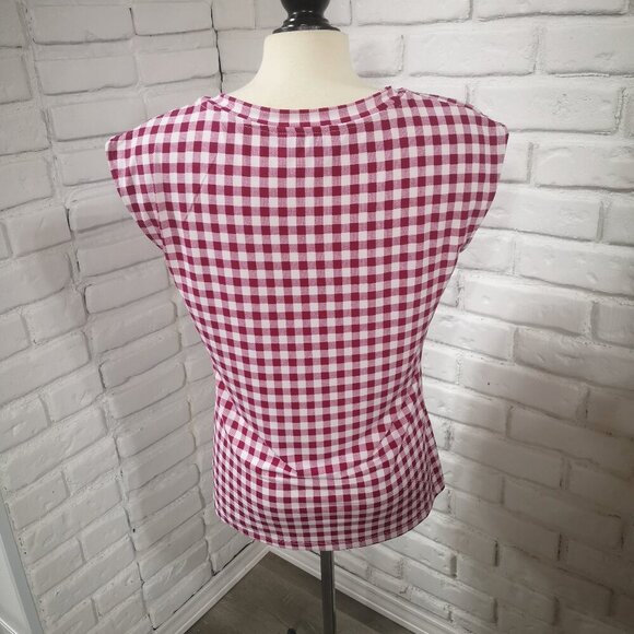 Liz Claiborne Ladies Size Medium Dark Pink & White Checkered Sleeveless Tank Top - Picture 2 of 7